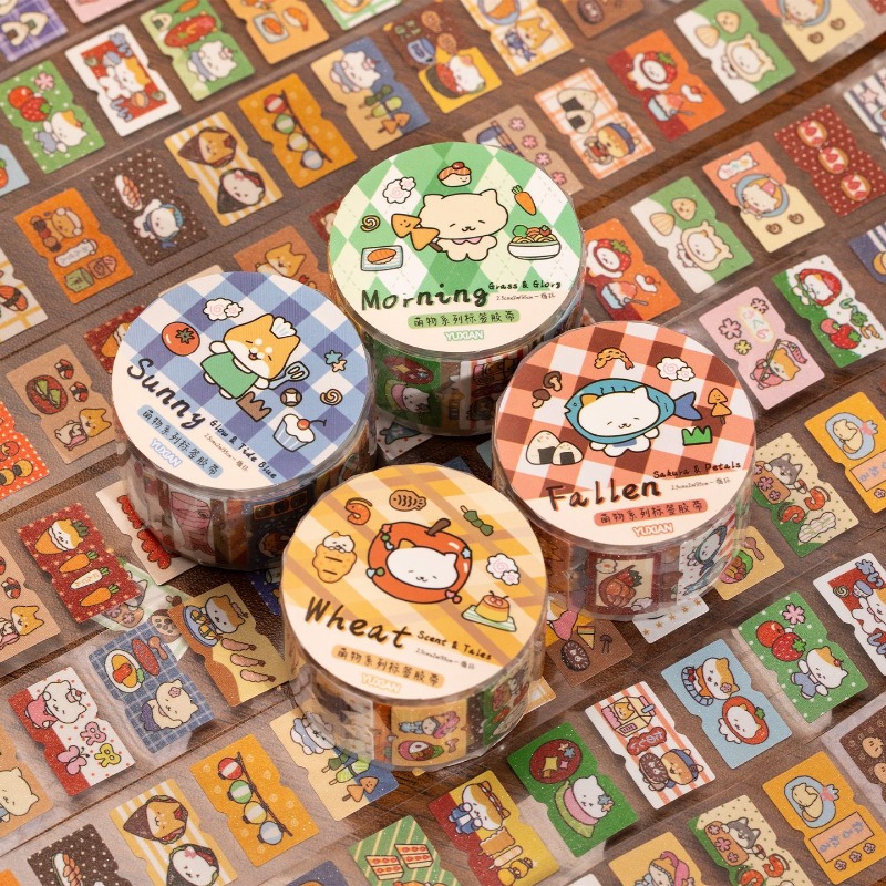 Artwork Craft - Cartoon-Katzen-Washi-Tape-Set, 4 Stück, dekoratives Journal-Tape, Kawaii-Aufkleber,