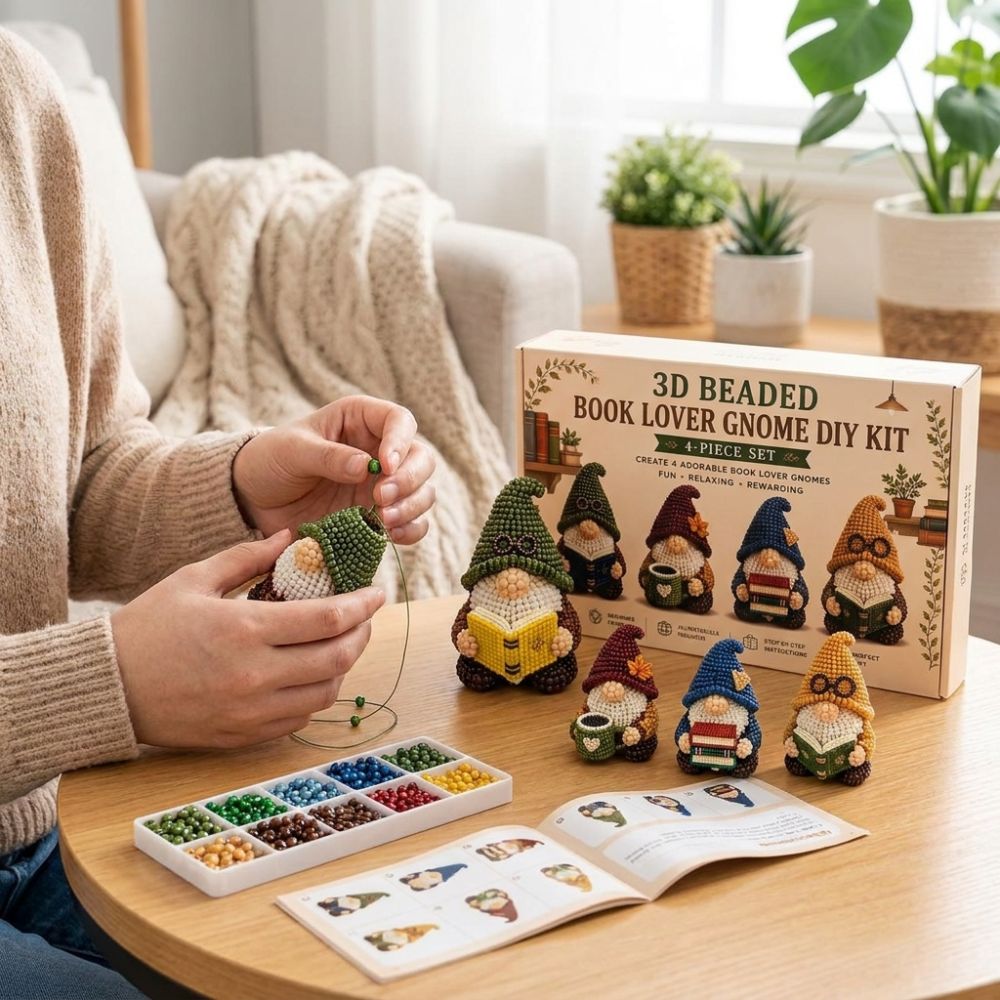 Art Craft Education - Lebendige Röhrenperlen 3D Perlen-Bastelset Gnom Lehrreiches