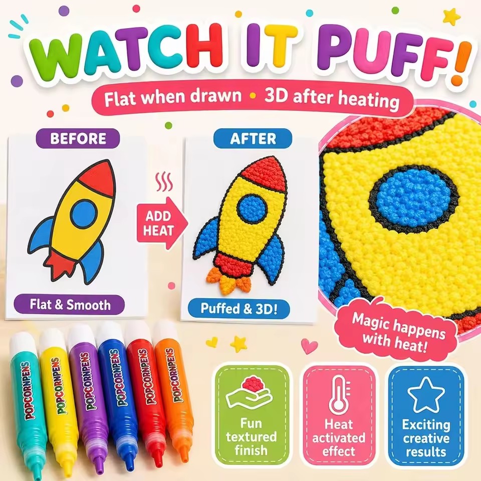 Art Craft Book - Puffy Popcorn Stift-Set, Glattes, Leicht zu