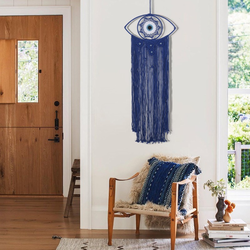 Art Craft Eyes - Nordischer handgewebter Evil Eye Wandteppich, türkischer
