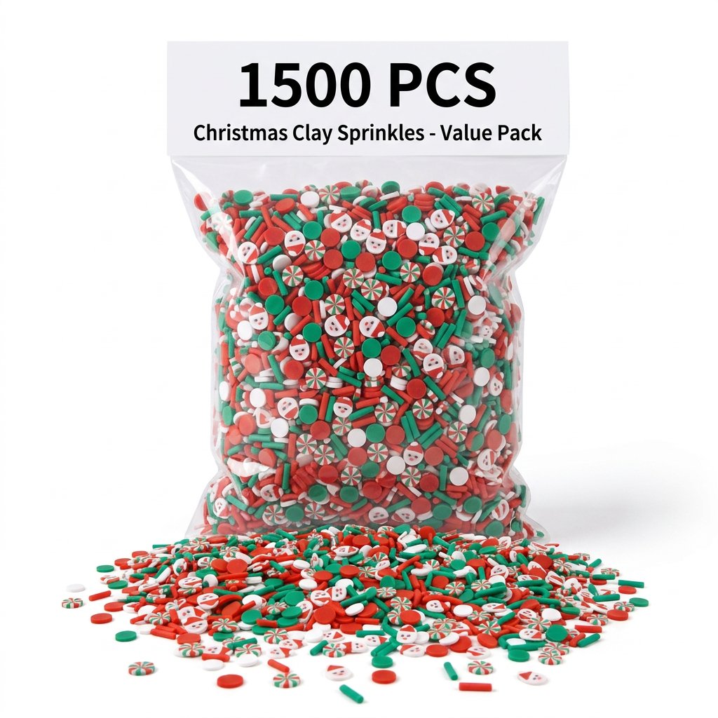 Art Craft Event - 1500 Stück Weihnachts-Clay-Sprinkles, Santa-Bonbon-Scheiben, Nagelkunst-Deko, Slime-Charms,