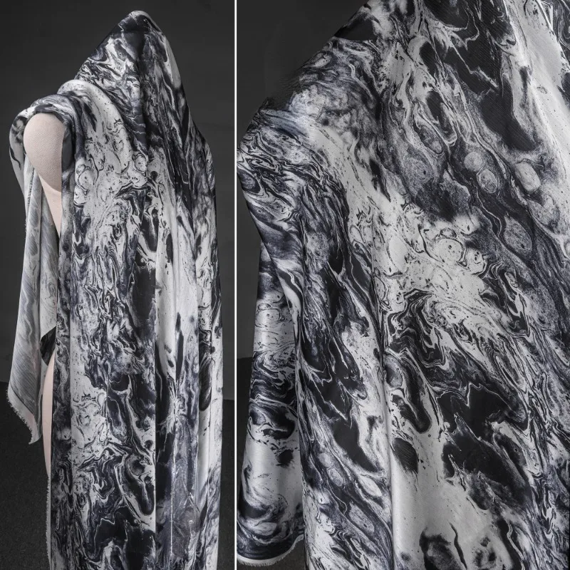 Silk Painting Dye - Schwarzer Chiffon-Stoff, Tuschemalerei, Beschreibung, Eisseide, Batikfärbung,