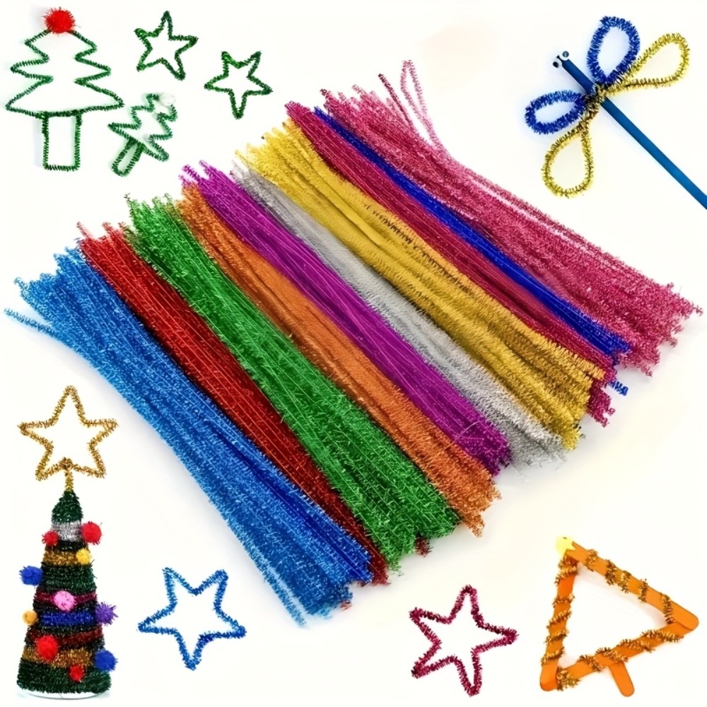 Art Craft Earth Day - 100 Stück 30 cm glitzernde Plüsch-Pfeifenreiniger-Basteldrähte