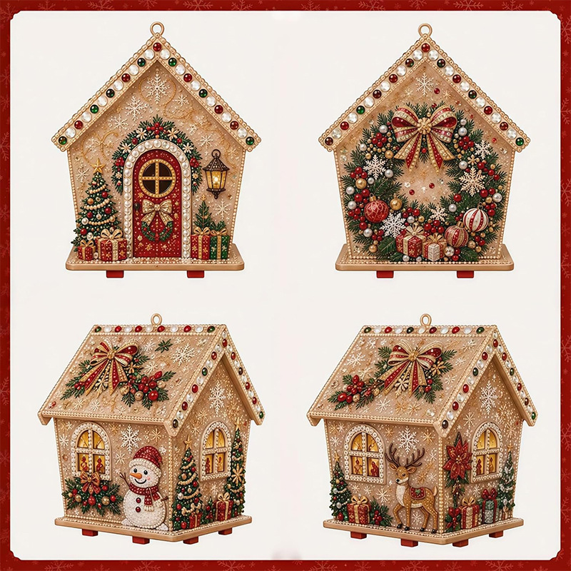 Art Craft For Adults - 3D-Diamant-Holzhaus-Perlen-Diamant-Kunstgemälde, Perlen-Bastelset, DIY-Perlen-Bastelset für Erwachsene, Heimdekoration,