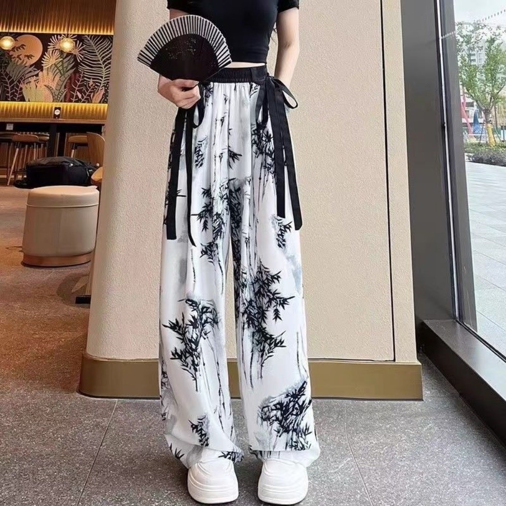 Silk Painting Dye - Retro Eisseide Tuschemalerei Freizeithose Chinesischer Stil