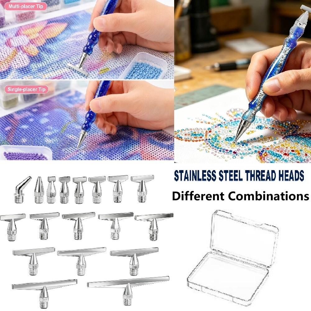 Diamond Painting Kit - DIY Hochwertiges Edelstahl-Gewinde-Diamantmalerei-Stiftspitzen-Set, DIY Diamantmalerei-Werkzeuge Schraubbares
